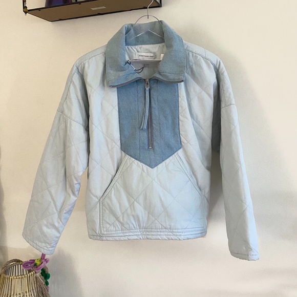 Jackets & Blazers - 🪞NWT quilted quarter zip collar long sleeve jacket denim blue by something navy